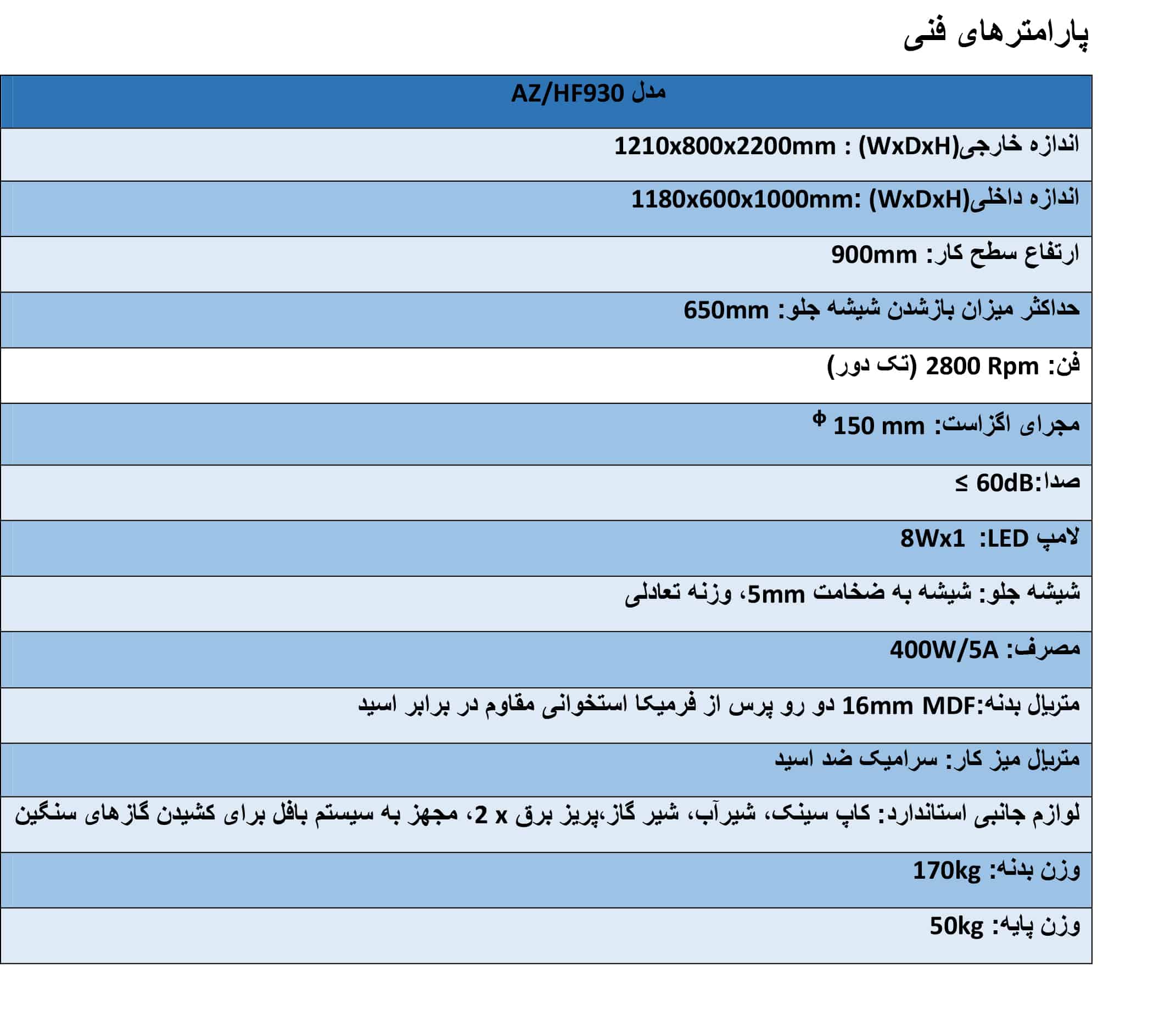 هود شیمیایی مدل -AZ/H940